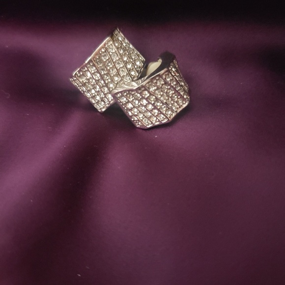 CZ and Silver tone Clip on Earrings - Picture 3 of 4